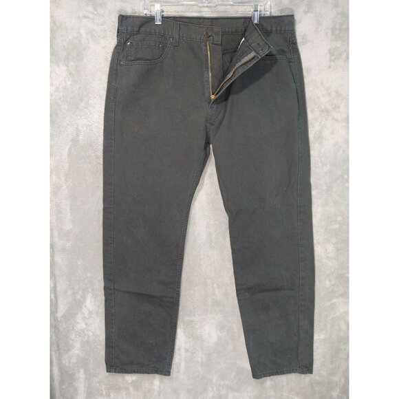 Levis 505 Jeans Mens 38x32 Black Denim Regular Fit Straight Leg Dark Wash - Picture 1 of 9